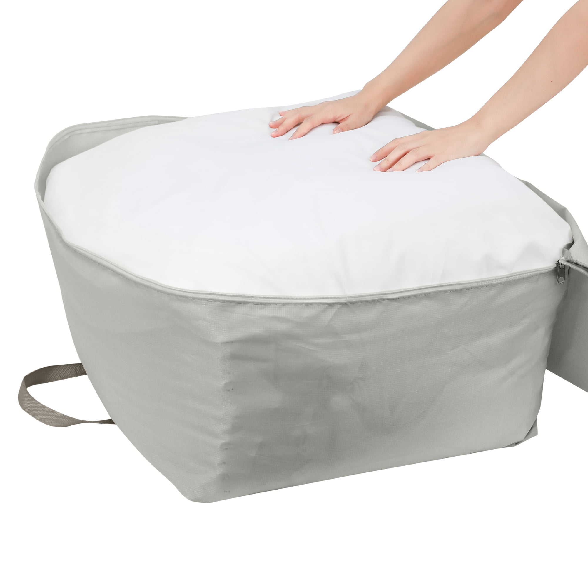 Unique Bargains Foldable Clothes Storage Bags with Handles Grey 27.5in*19.5*12in