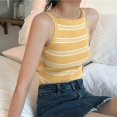 thumbnail image 2 of Korean Summer Top Women Strap Striped Halter Knitted Camisole Women's Clothes, 2 of 5