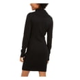 thumbnail image 2 of BCX Womens Black Animal Print Long Sleeve Cowl Neck Short Shift Dress M, 2 of 4