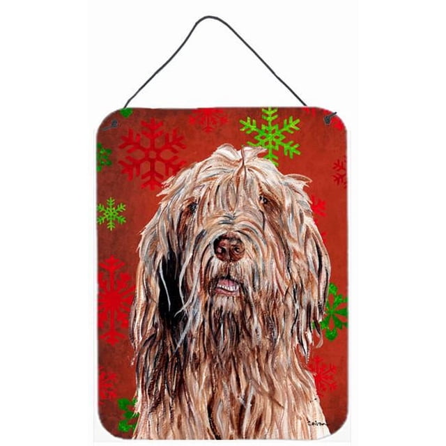 Carolines Treasures SC9757DS1216 Otterhound Flocons de Neige Rouges Impressions Murales Ou de Porte en Métal Aluminium pour les Fêtes