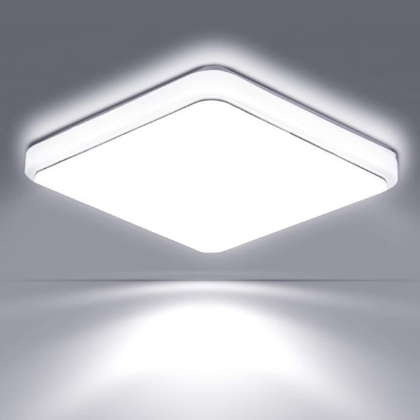 Lámpara de techo cuadrada de 36 W, 40 x 40 cm, para baño, 6000 K, 3240 lm, iluminación LED empotrada para dormitorio, sala de estar y cocina.