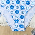 thumbnail image 5 of Sopiago Girls Swimsuit 3 Piece Bathing Suit Criss Cross Bikini Set Girls' Swimwear with Beach Skirt Blue,8-9 Years, 5 of 7