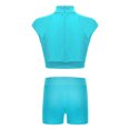 thumbnail image 2 of TiaoBug Kids Girls 2 Piece Dance Outfits Sleeveless Crop Top and Shorts Gymnastic Set Blue Green 16, 2 of 6