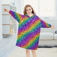 thumbnail image 4 of Wearable Blanket Hoodie for Kids Rainbow Paw Print Stars Flannel Hooded Blanket with Pockets and Sleeves Suitable for Boys and Girls, 4 of 7