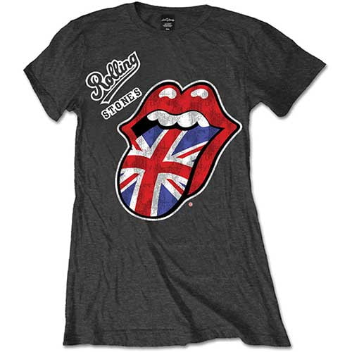 The Rolling Stones Ladies T-Shirt: Vintage British Tongue (Large)