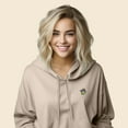 thumbnail image 4 of Dalix Sorcerer Frog Embroidered Fleece Cropped Long Sleeve Hoodie Womens in Heather Dust L Large, 4 of 5