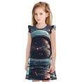 thumbnail image 1 of Fotbe Astronaut Helmet Reflections Vestido de Dormir para Niñas de 3 a 10 Años, Mangas Cortas, Estilo Princesa, Pijama Camisón con Mangas Voladas-X-Large, 1 of 6