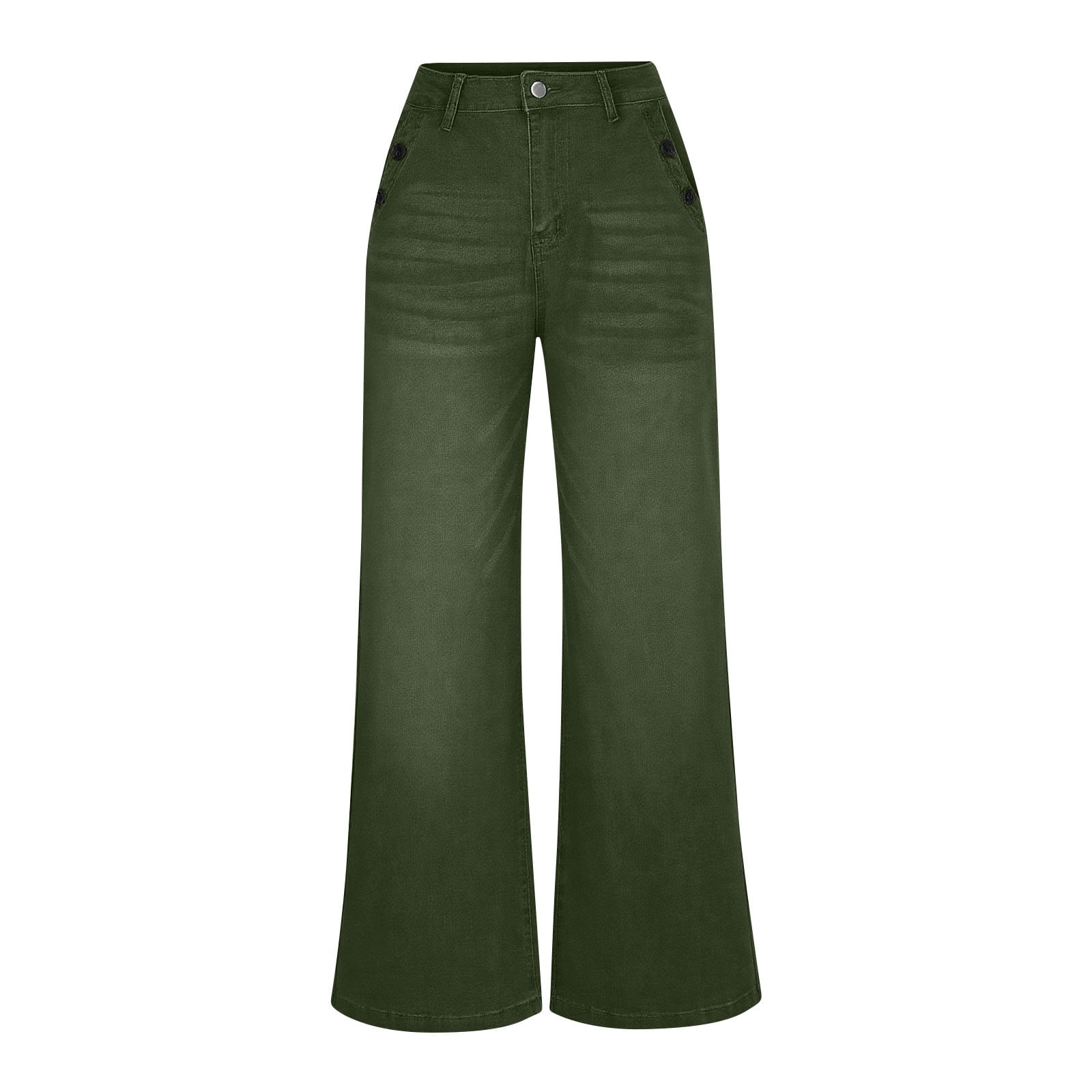 Vintage Jeans for Women Solid High Waited Baggy Wide Leg Jeans Y2K Streetwear Loose Fit Denim Pants with Pockets