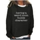 thumbnail image 2 of Puntoco mujeres de gran tamaño texto divertido letra impresa cuello redondo manga larga suelta solo sudadera tops pulóver blusa Puntoco Puntoco-2430, 2 of 3