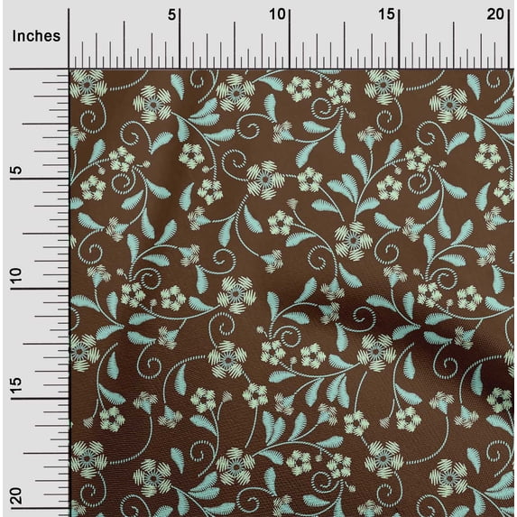 oneOone Georgette Viscose Fabric Leaves & Floral Artistic Decor Fabric Printed BTY 42 Inch Wide