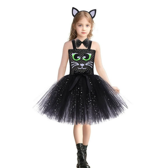 Favoffer Girl Princess Dress Cake Smash Birthday Tutu Dress with Flower Print, Wedge, Hairband & Staff for Cake Smash Photo Shoot Party 3-12Y