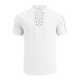 thumbnail image 1 of Camisas s Para Hombre Slim Fit Camiseta gótica de manga corta con cuello en V y cordones vintage para hombre (White, 3XL), 1 of 5