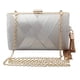 thumbnail image 3 of Bolso de Noche Hugo Elegante con Borla de Seda Plata para Mujer, 3 of 6