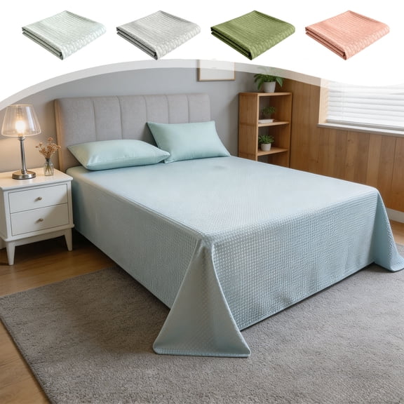 Dmlomu Waffle Weave Queen Sheets, Cotton Feel Soft Machine Washable Twin Bed Sheets, Wrinkle Free All Season Mattress Protector, Solid Color, 47.3 x 90.5 in