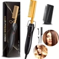 thumbnail image 6 of Hot Comb Hair Straightener, Electric Portable Travel Anti-Burn Beard Straightener Press Comb Ceramic Curler Flat Iron, 6 of 11