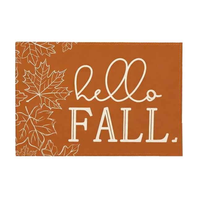 Wdhugt Thanksgiving Decorative Placemat And Potholder For Holiday Table Settings Made Of Linen In Orange Color Oil Absorbent And Easy To Clean Linen Material E