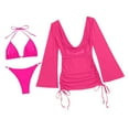 thumbnail image 4 of Lopeceal 3 Piece Swimsuits for Women Sexy Halter Triangle Bikini Sets Bathing Suit with Long Sleeve Drawstring Beach Cover Up, 4 of 7