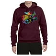 thumbnail image 2 of Wild Bobby, Colorful Rainbow Moose Head Wildlife Animal Lover Unisex Graphic Hoodie Sweatshirt, Maroon, Medium, 2 of 3