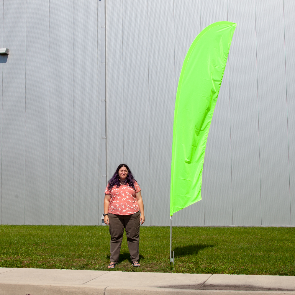 Vispronet Solid Neon Yellow Feather Flag, 2.6ft x 11.2ft Swooper Flag, Flag Only