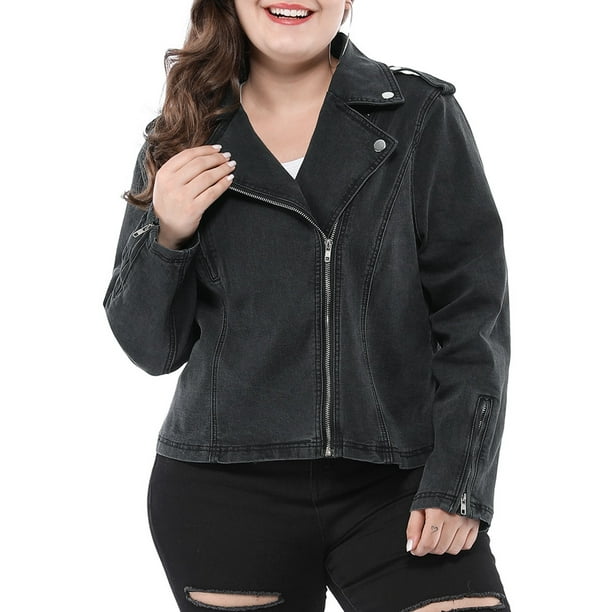 Plus size hotsell denim moto jacket