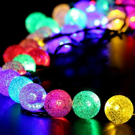 Outdoor Home Decorations Sonew Solar Powered Bubble Ball LED String Fairy Lights Garden Yard Party Home Indoor Outdoor Christmas Decoration, 30LED Bulbs, Warm White and Multicolor ()