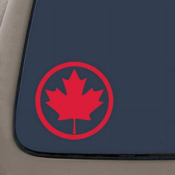 Canada Round Maple Leaf Decal Sticker | 5.5-Inches | Red Vinyl Decal | Car Truck Van SUV Laptop Macbook Wall Decals