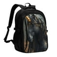 thumbnail image 1 of Balery Black And Gold White Horse Mochila con carga USB para hombre y mujer - Mochila impermeable y antirrobo para portátil con puerto USB para viajes, trabajo, estudios y universidad, 1 of 7