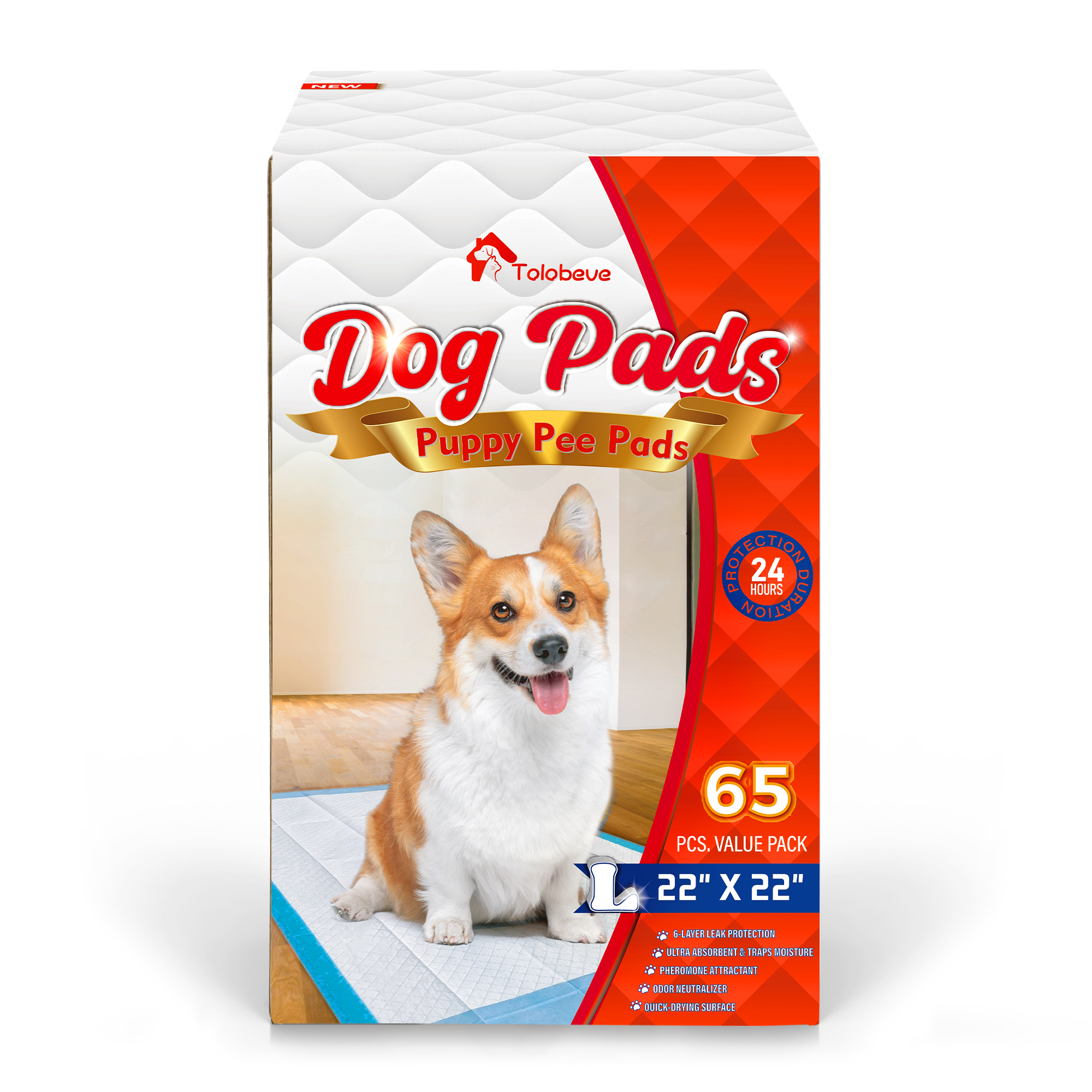 Tolobeve Puppy Training Pads, Large 22x22 In, 65 Count photo 7