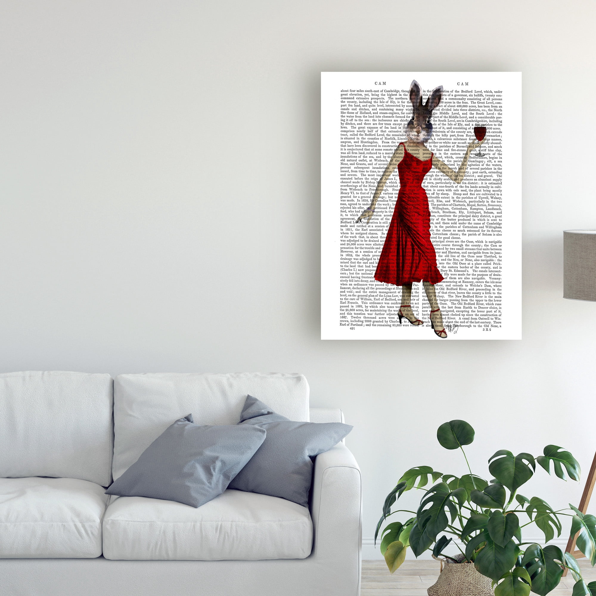 Trademark Fine Art 'Rabbit In Red Dress' Canvas Art by Fab Funky