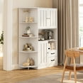 thumbnail image 3 of Kitchen Pantry Cabinet, 60.4" Farmhouse Pantry Storage, Freestanding Hutch with Doors & Shelves, Cupboard for Dining Room, White, 3 of 9