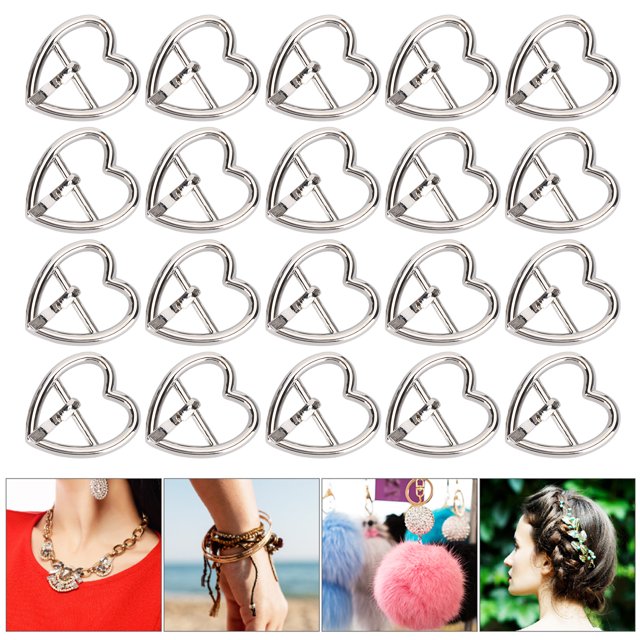 Hebilla en forma de corazón hebilla de ropa plateada de moda brillante duradera para hacer collares horquillas ANGGREK Otros