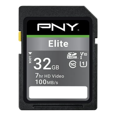 PNY 32GB Elite Class 10 U1 V10 SDHC Trail Camera Flash Memory Card, 100MB/s read, Full HD, UHS-I, SD