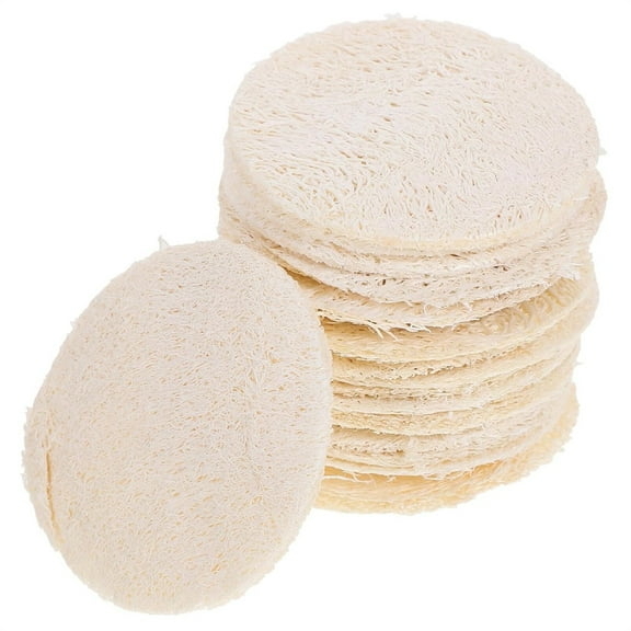 Natural Loofah Sponge Exfoliating Face Pads,Body Scrubber Pads,Makeup Remover Pad,Round Facial Buffing Pads,Cleaning Scrub Pads,Cleansing Skin for Women and Men 18Pack