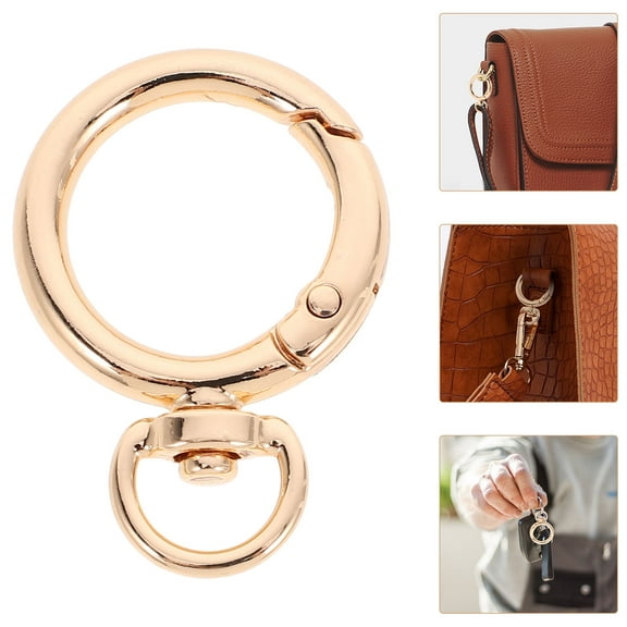 LEORX 12Pcs Alloy Round Snap Hook Carabiner Clips for Keychains Gold