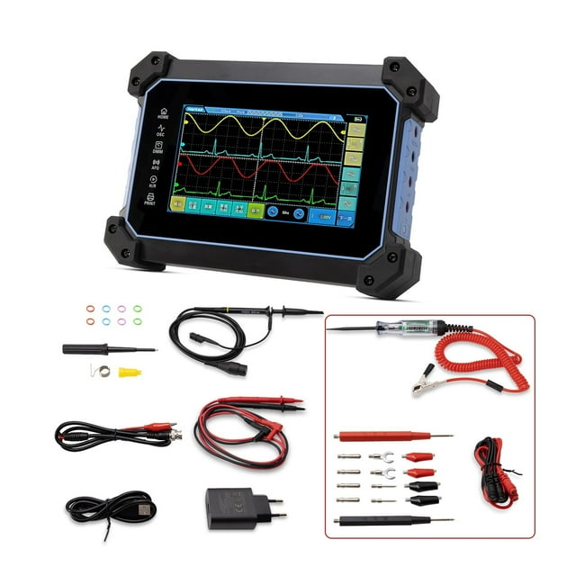 Oscilloscope Numérique à Écran Tactile 2 Canaux Portable USB + Source de Signal 25Mhz + Multimètre, Conçu Professionnellement