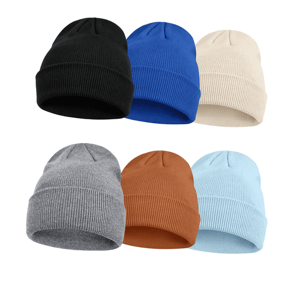 zrova 6 Pack Kids Knit Beanie Hat, Warm Winter Ski Cap for Boys Girls 6-15 Years