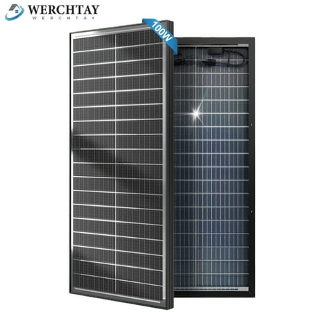 WERCHTAY 100W Bifacial Solar Panel, 12BB 12V/24V Monocrystalline High-Efficiency Module PV Power Charger Solar Panels for Homes Camping RV Battery Boat Caravan Off-Grid