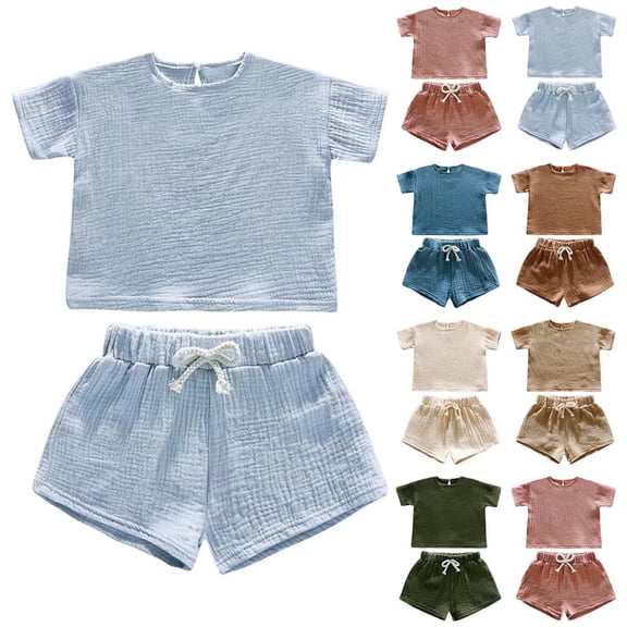 BXSRUTA Boys Toddler Kids 2 Piece Short Sleeve T-Shirt and Shorts Set Soft Breathable Summer Outfit