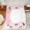 thumbnail image 5 of jejeloiu Ribbon Bow Bowtie Twin Sheet Sets,Geometric Stripes Twin Fitted Sheet,Princess Dot Bowknot Flat Sheet For Child,Ultra Soft Home Decor,3pcs, 5 of 7