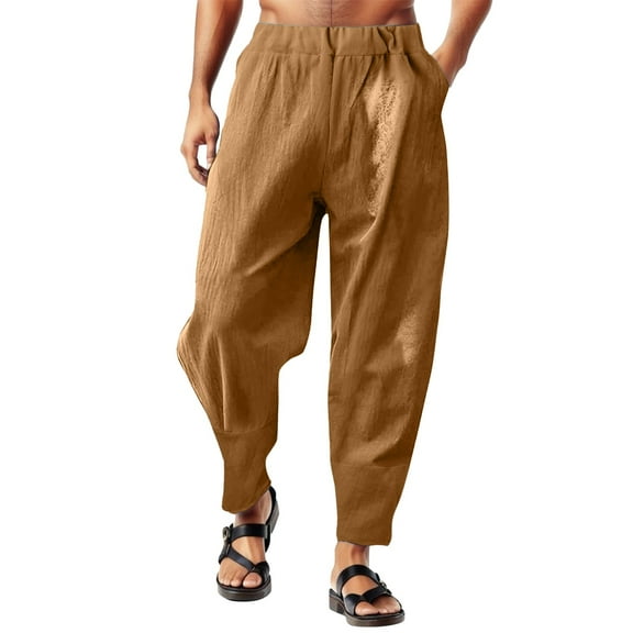 Vedolay Pants for Men Trendy Casual Men Trouser for Street Wear Summer Brown,L