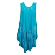 Mogul Womens Sleeveless Tank Dress Blue Summer Boho Style Holiday Dresses