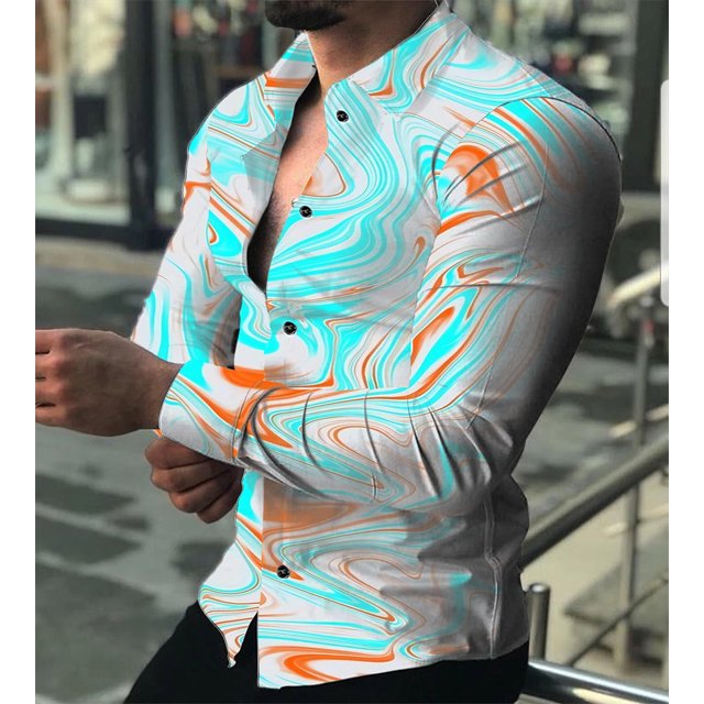Camisa tipo cárdigan de cuello polo de manga larga con estampado clásico de verano para hombre, ropa creativa de alta calidad para hombre