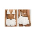thumbnail image 2 of Rdhnmea Women Flower Lace Shorts Elastic Waist Layered Ruffle Mini Cake Shorts, 2 of 8