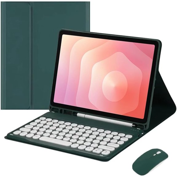 Rechargeable Bluetooth Keyboard Case for Tab S11 11", Round Keys, Pencil Slot, Detachable,green