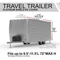thumbnail image 2 of Platinum Shield Weatherproof Travel Trailer RV Cover - FITS: 9.5' - 11.5' Long - Travel Trailer RV - Protect from Rain Water, Snow, Sun - Durable Material - Includes Storage Bag & Wind Straps, 2 of 6