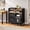 Black, variant on Office File Cabinet with Charging Station and Paper Shredder Stand, Printer Table Cabinet Rolling File Cabinet with 2 Drawers and Open Storage Shelves for Home Office,Black