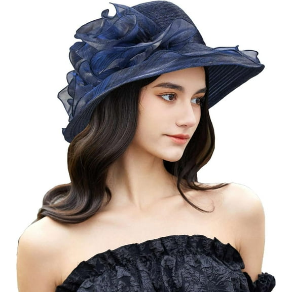 Organza Kentucky Fascinator Hat for Women - Derby Cocktail Tea Party Sun Hat Wedding Bridal Flower Church Hat