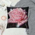 thumbnail image 2 of Chilfamy Pink Rose Pillow Cover ,Women Pink Sequin Print Valentine's Day Decor Reversible Throw Pillow Cover Case,Watercolor Botanic Plants Square Cushion Cover Set for Living Room Multi-Size, 2 of 5