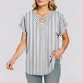thumbnail image 6 of Maqroz Short Sleeve Shirts for Women Print Spring Summer Tops 2026 V Neck Criss Cross Tees Casual Blouses Fashion Outfits Clothes Gray XL, 6 of 9