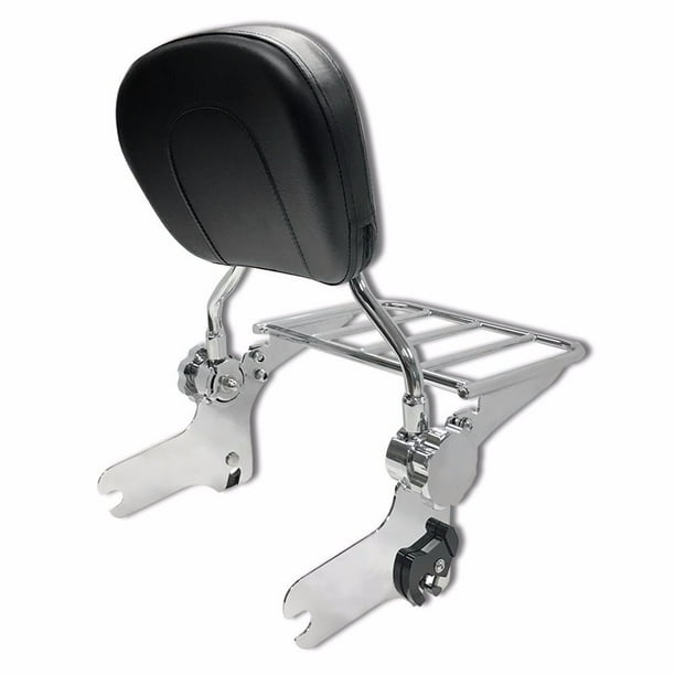 HTTMT Adjustable Backrest Sissy Bar w/ Luggage Rack for 9708 Touring Chrome
